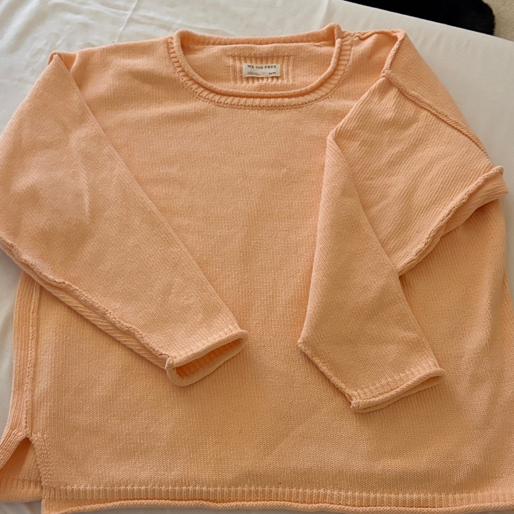 Free People Peach Crew Neck Sweater